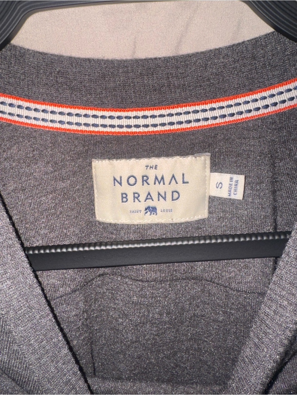 The Normal Brand Charcoal Gray Sweater Dress with Red-Trim Collar